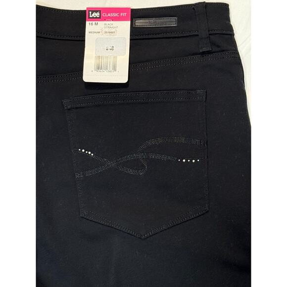 Lee Classic Fit Women's SIze 16 Black Jeans 37 x 30.5 Rhinestones NWT - Picture 8 of 9